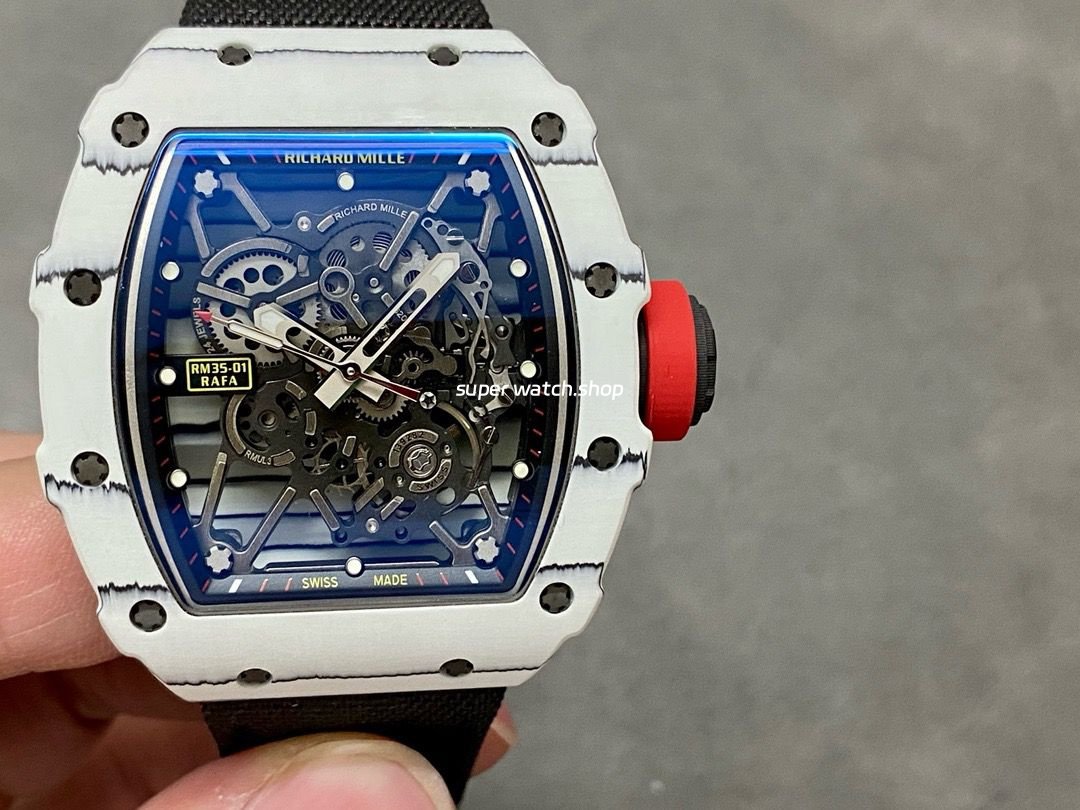 BBR-Factory-Richard-Mille-42mm-RM35-01-White-Carbon-Fiber-Black-Canvas-Strap-Black-Skeletonized-1.jpg BBR Factory Richard Mille 42mm RM35-01 White Carbon Fiber Black Canvas Strap Black Skeletonized - Image 1