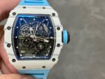BBR Factory Richard Mille 42mm RM35-01 White Carbon Fiber Light Blue Canvas Strap White Skeletonized