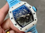BBR Factory Richard Mille 42mm RM35-01 White Carbon Fiber Light Blue Canvas Strap White Skeletonized - Image 2