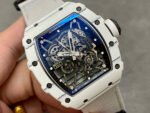 BBR Factory Richard Mille 42mm RM35-01 White Carbon Fiber White Canvas Strap White Skeletonized - Image 2