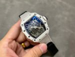 BBR Factory Richard Mille 42mm RM35-01 White Carbon Fiber White Canvas Strap White Skeletonized - Image 4