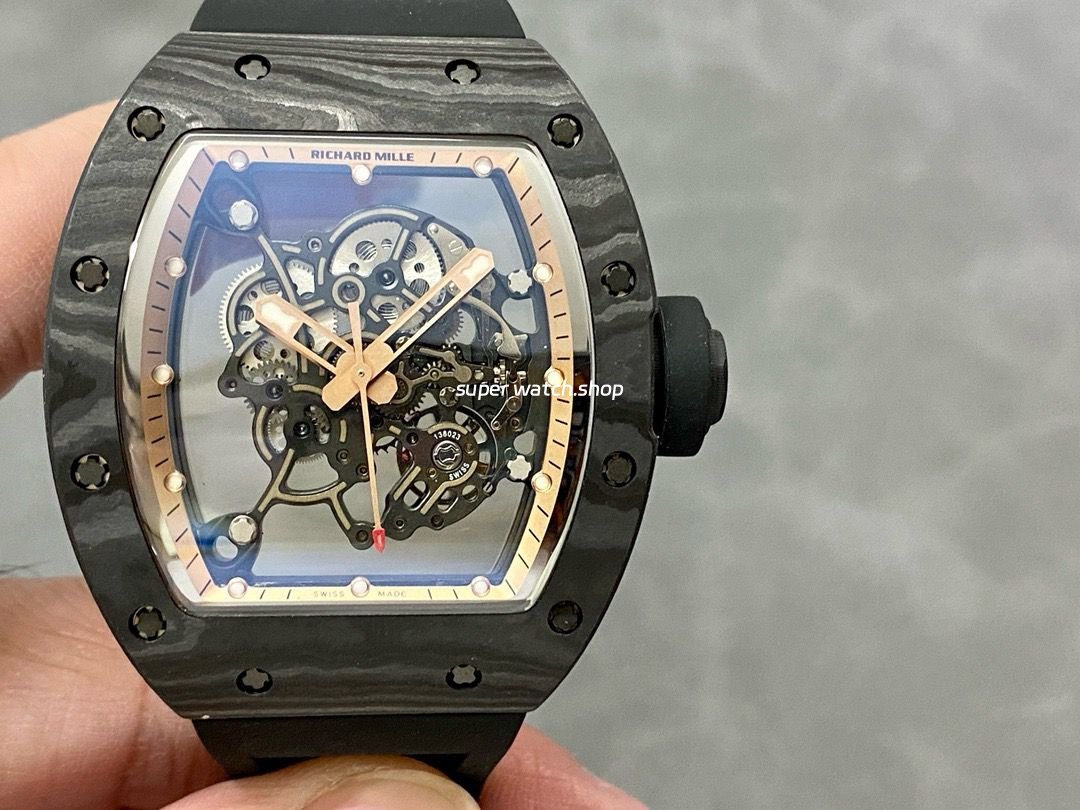 BBR-Factory-Richard-Mille-43mm-RM055-Black-Carbon-Fiber-Black-Rubber-Strap-Rose-Gold-Skelet-8.jpg BBR Factory Richard Mille 43mm RM055 Black Carbon Fiber Black Rubber Strap Rose Gold Skeletonized Dial - Image 1