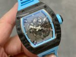 BBR Factory Richard Mille 43mm RM055 Black Carbon Fiber Light Blue Rubber Strap Light Blue Skeletonized Dial - Image 2