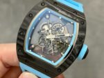 BBR Factory Richard Mille 43mm RM055 Black Carbon Fiber Light Blue Rubber Strap Light Blue Skeletonized Dial - Image 3