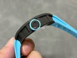 BBR Factory Richard Mille 43mm RM055 Black Carbon Fiber Light Blue Rubber Strap Light Blue Skeletonized Dial - Image 6