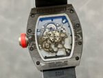 BBR Factory Richard Mille 43mm RM055 Black Carbon Fiber White Canvas Strap Silver Skeletonized Dial - Image 7