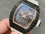 BBR Factory Richard Mille 43mm RM055 Black Carbon Fiber White Rubber Strap Rose Gold Skeletonized Dial - Image 3