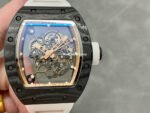 BBR Factory Richard Mille 43mm RM055 Black Carbon Fiber White Rubber Strap Rose Gold Skeletonized Dial