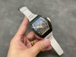 BBR Factory Richard Mille 43mm RM055 Black Carbon Fiber White Rubber Strap Rose Gold Skeletonized Dial - Image 4