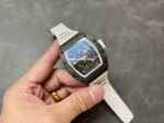 BBR Factory Richard Mille 43mm RM055 Black Carbon Fiber White Rubber Strap White Skeletonized Dial - Image 4
