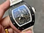 BBR Factory Richard Mille 43mm RM055 Black Ceramics White Rubber Strap White Skeletonized Dial - Image 2