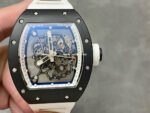 BBR Factory Richard Mille 43mm RM055 Black Ceramics White Rubber Strap White Skeletonized Dial