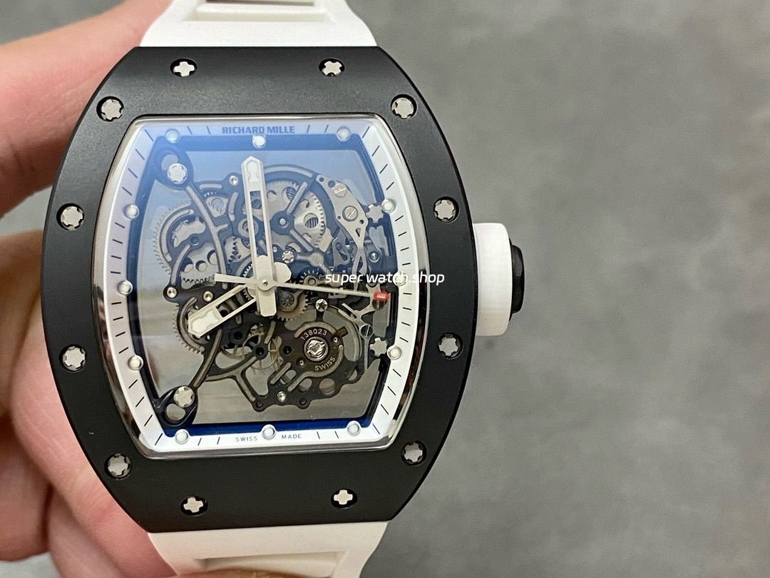 BBR-Factory-Richard-Mille-43mm-RM055-Black-Ceramics-White-Rubber-Strap-White-Skeletonized-Dial-8.jpg BBR Factory Richard Mille 43mm RM055 Black Ceramics White Rubber Strap White Skeletonized Dial - Image 1