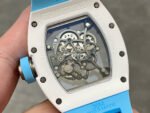 BBR Factory Richard Mille 43mm RM055 White Ceramics Light Blue Rubber Strap Light Blue Skeletonized Dial - Image 7