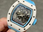 BBR Factory Richard Mille 43mm RM055 White Ceramics Light Blue Rubber Strap Light Blue Skeletonized Dial - Image 3