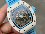BBR Factory Richard Mille 43mm RM055 White Ceramics Light Blue Rubber Strap Light Blue Skeletonized Dial - Image 2