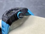 BBR Factory Richard Mille 44.5mm RM35-02 Black Carbon Fiber Light Blue Rubber Strap Black Skeletonized - Image 6