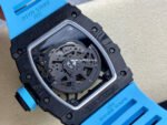 BBR Factory Richard Mille 44.5mm RM35-02 Black Carbon Fiber Light Blue Rubber Strap Black Skeletonized - Image 7