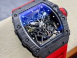 BBR Factory Richard Mille 44.5mm RM35-02 Black Carbon Fiber Red Rubber Strap Black Skeletonized - Image 2