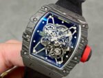 BBR Factory Richard Mille 42mm RM35-01 Black Carbon Fiber Black Canvas Strap Black Skeletonized - Image 3