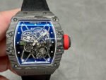 BBR Factory Richard Mille 42mm RM35-01 Black Carbon Fiber Black Canvas Strap Black Skeletonized