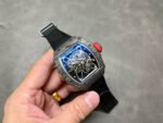 BBR Factory Richard Mille 42mm RM35-01 Black Carbon Fiber Black Canvas Strap Black Skeletonized - Image 4