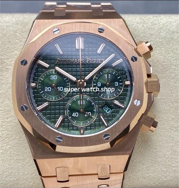 BF-Factory-Audemars-Piguet-Royal-Oak-Chronograph-26240OR.OO_.1320OR.08-41mm-Full-Rose-Gol-10.jpg BF Factory Audemars Piguet Royal Oak Chronograph 26240OR.OO.1320OR.08 41mm Full Rose Gold Green Dial - Image 1
