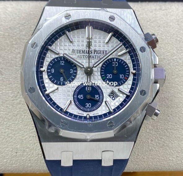 BF-Factory-Audemars-Piguet-Royal-Oak-Chronograph-26326ST.OO_.D027CA.01-41mm-6.jpg BF Factory Audemars Piguet Royal Oak Chronograph 26326ST.OO.D027CA.01 41mm Steel Rubber Strap Blue Eye Silver Dial - Image 1