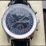 BLS Factory Breitling Montbrillant Datora A2133012-BB58 43mm Steel Leather Strap Dark Blue Dial