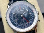 BLS Factory Breitling Montbrillant Datora A2133012-BB58 43mm Steel Leather Strap Dark Blue Dial - Image 2