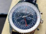BLS Factory Breitling Montbrillant Datora A2133012-BB58 43mm Steel Leather Strap Dark Blue Dial - Image 3