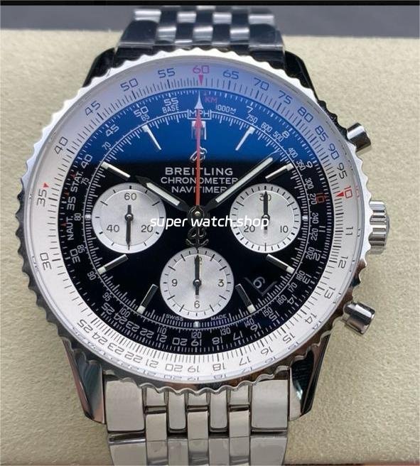 BLS-Factory-Breitling-Navitimer-Chronograph-AB0121211B1A1-43mm-Full-Steel-W-9.jpg BLS Factory Breitling Navitimer Chronograph AB0121211B1A1 43mm Full Steel White Eye Black Dial - Image 1