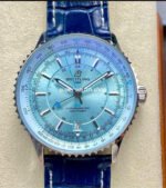 BLS Factory Breitling Navitimer GMT A32310171C1P1 41mm Steel Leather Strap Ice Blue Dial