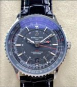 BLS Factory Breitling Navitimer GMT A32310251B1P1 41mm Steel Leather Strap Black Dial