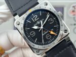 BRF Factory Bell Ross BR 03-93 GMT 42mm Steel Leather Strap Black Dial - Image 2