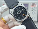 BRF Factory Bell Ross BR 03-93 GMT 42mm Steel Leather Strap Black Dial - Image 3