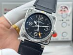 BRF Factory Bell Ross BR 03-93 GMT 42mm Steel Leather Strap Black Dial - Image 4