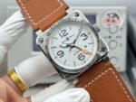 BRF Factory Bell Ross BR 03-93 GMT 42mm Steel Leather Strap White Dial - Image 3