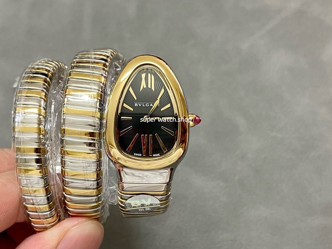 BV-Factory-Bvlgari-Quartz-Serpenti-102123-35mm-GoldSteel-Roman-Numerals-Black-Dial-2.jpg BV Factory Bvlgari Quartz Serpenti 102123 35mm Gold&Steel Roman Numerals Black Dial - Image 1