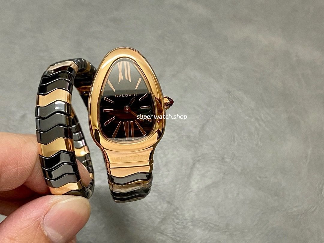 BV-Factory-Bvlgari-Serpenti-102735-35mm-Rose-GoldCeramic-Roman-Numerals-Black-Dial-7.jpg BV Factory Bvlgari Quartz Serpenti 102735 35mm Rose Gold Ceramic Roman Numerals Black Dial - Image 1