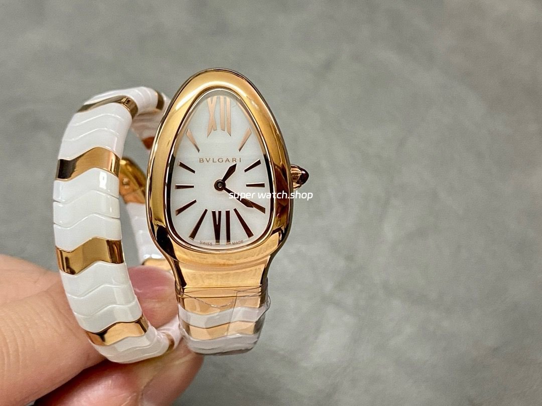 BV-Factory-Bvlgari-Serpenti-102886-35mm-Rose-GoldCeramic-Roman-Numerals-White-Dial-6.jpg BV Factory Bvlgari Quartz Serpenti 102886 35mm Rose Gold Ceramic Roman Numerals White Dial - Image 1