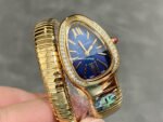BV Factory Bvlgari Quartz Serpenti 102984 35mm Full Gold Roman Numerals Blue Dial - Image 2