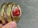BV Factory Bvlgari Quartz Serpenti 103070 35mm Full Gold Roman Numerals Red Dial