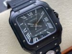 BV Factory Cartier Santos WSSA0039 39.8mm Steel Rubber Strap Roman Numerals Black Dial - Image 2