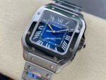 BV Factory Cartier Santos WSSA0063 35.1mm Full Steel Roman Numerals Blue Dial - Image 3