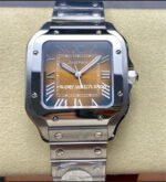 BV Factory Cartier Santos WSSA0065 35.1mm Full Steel Roman Numerals Orange Dial