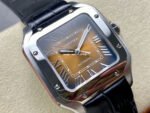 BV Factory Cartier Santos WSSA0065 35.1mm Steel Leather Strap Roman Numerals Orange Dial - Image 2