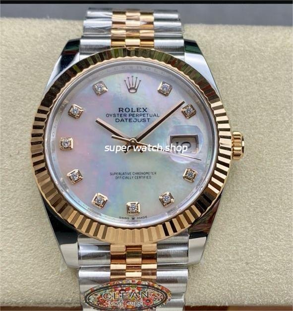 Clean-Factory-Rolex-Datejust-126331-41MM-Half-Rose-Gold-Diamond-Mother-Of-Pea-8.jpg Clean Factory Rolex Datejust 126331 41mm Half Rose Gold Diamond Mother Of Pearl Dial Jubilee - Image 1