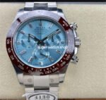 Clean Factory Rolex Daytona 116506-0002 40mm Full Platinum Ice Diamond Baguette Blue Dial