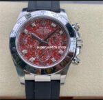 Clean Factory Rolex Daytona 116519LN 40mm White Gold Oysterflex Diamond Red Dial